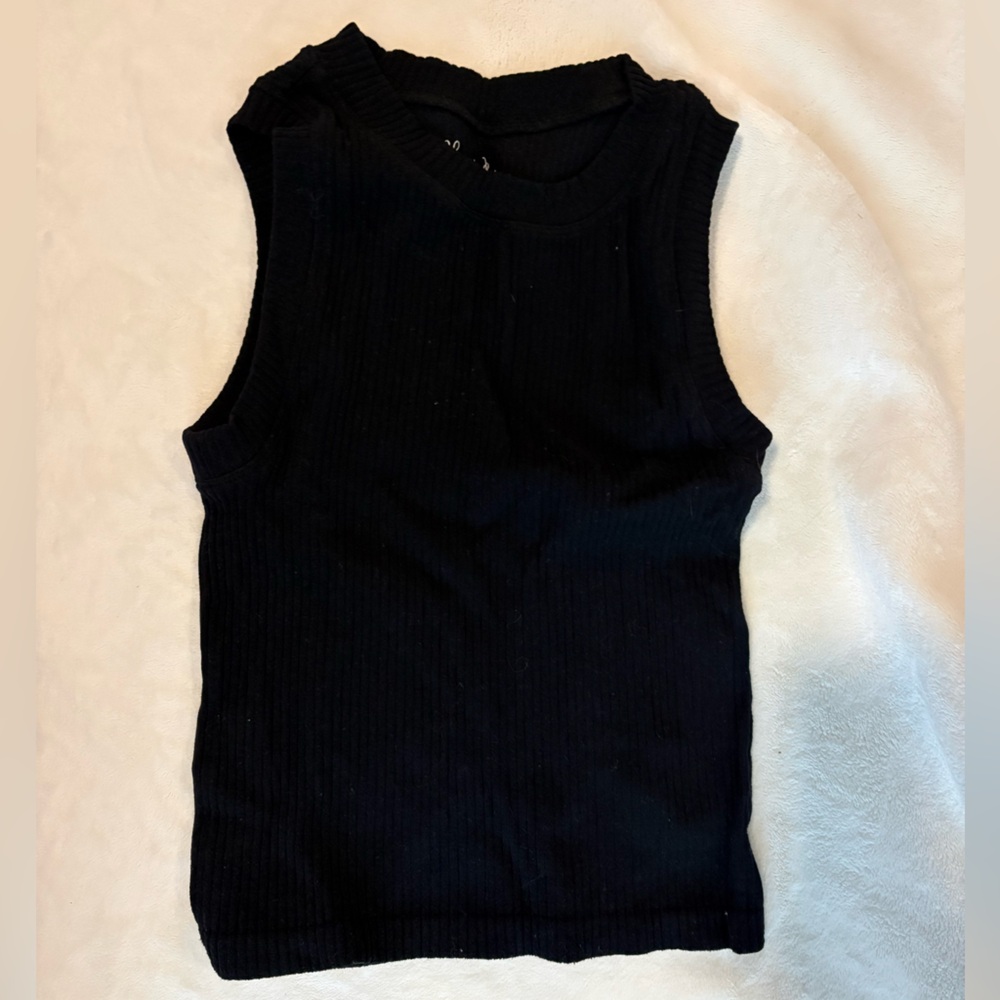 Hippie Rose Black Ribbed Top